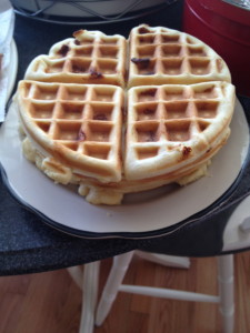 Heaven. White Chocolate Chip Waffles... yeah enough said!