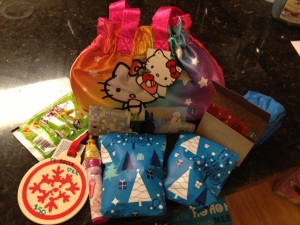 Candy (lick a stick!), toys, build a bear and starbucks cards, and the classic fart cup ;)