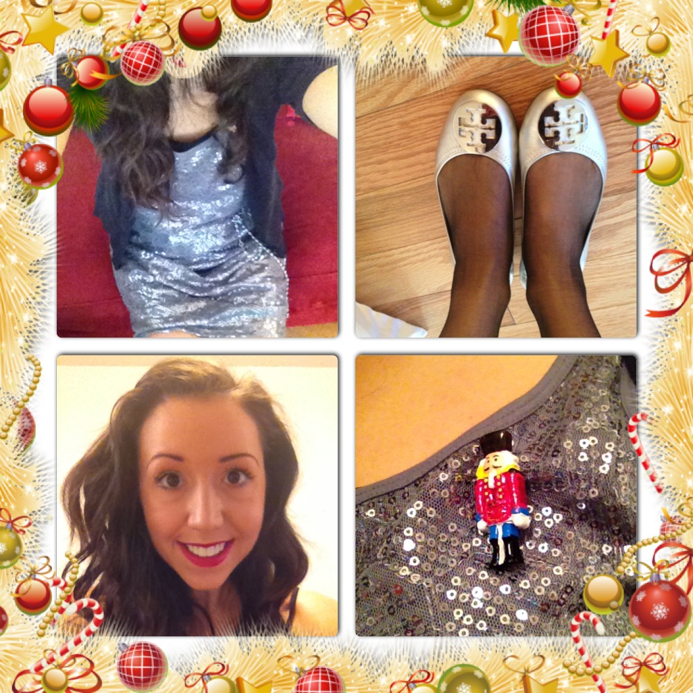 Sparkly for Christmas Eve! Love red lipstick
